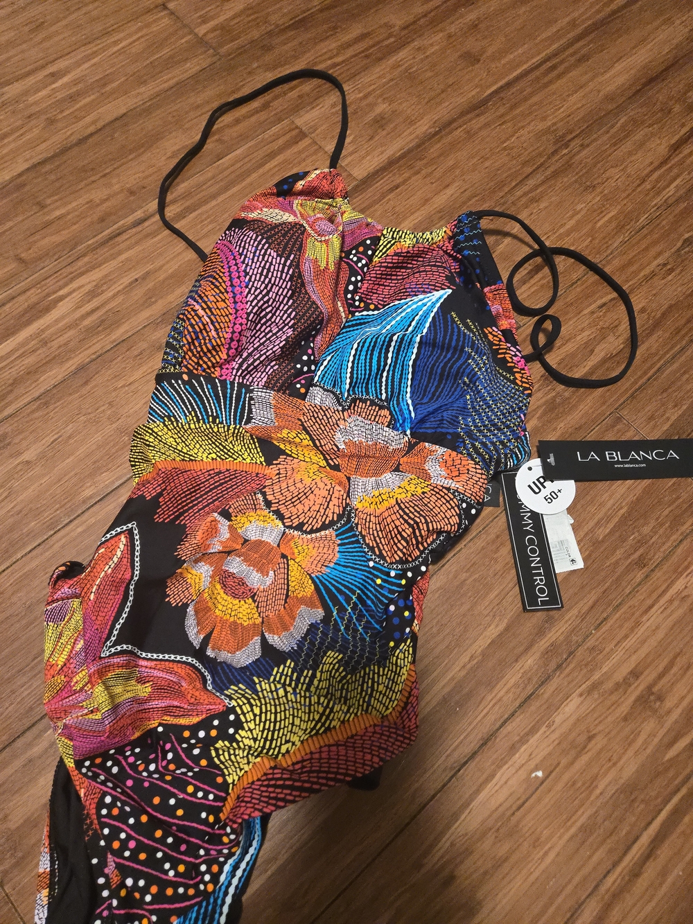 La Blanca Black Floral One-Piece with Multicolor Bloom